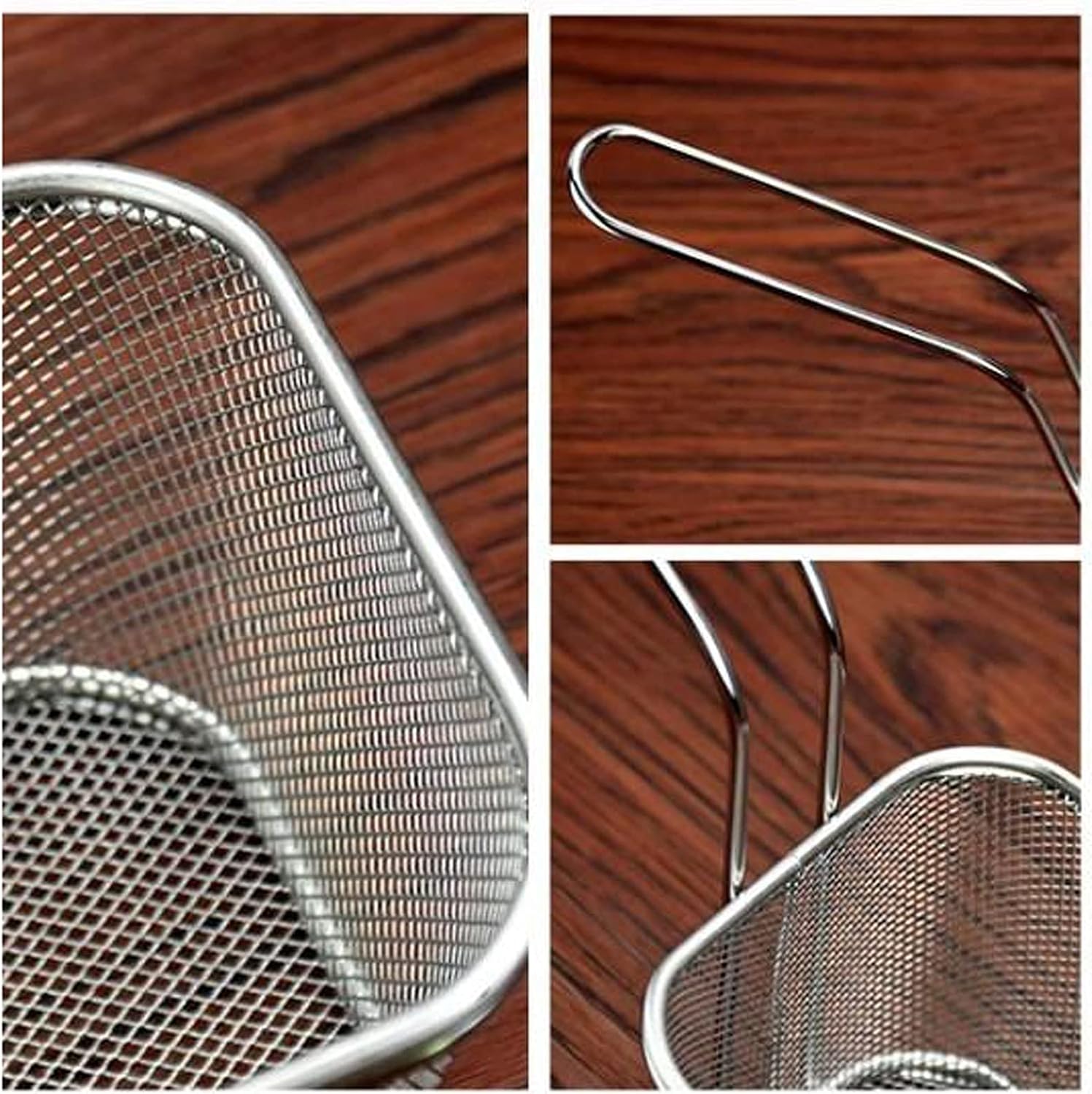 Fryer Basket, Fryer Basket/Skimmer Spoon Restaurant Frying Sieve Filter Filter with Handle Wire Frying Sieve Stainless Steel Oil Skimmer Suitable for French Fries Meat Strainer Basket