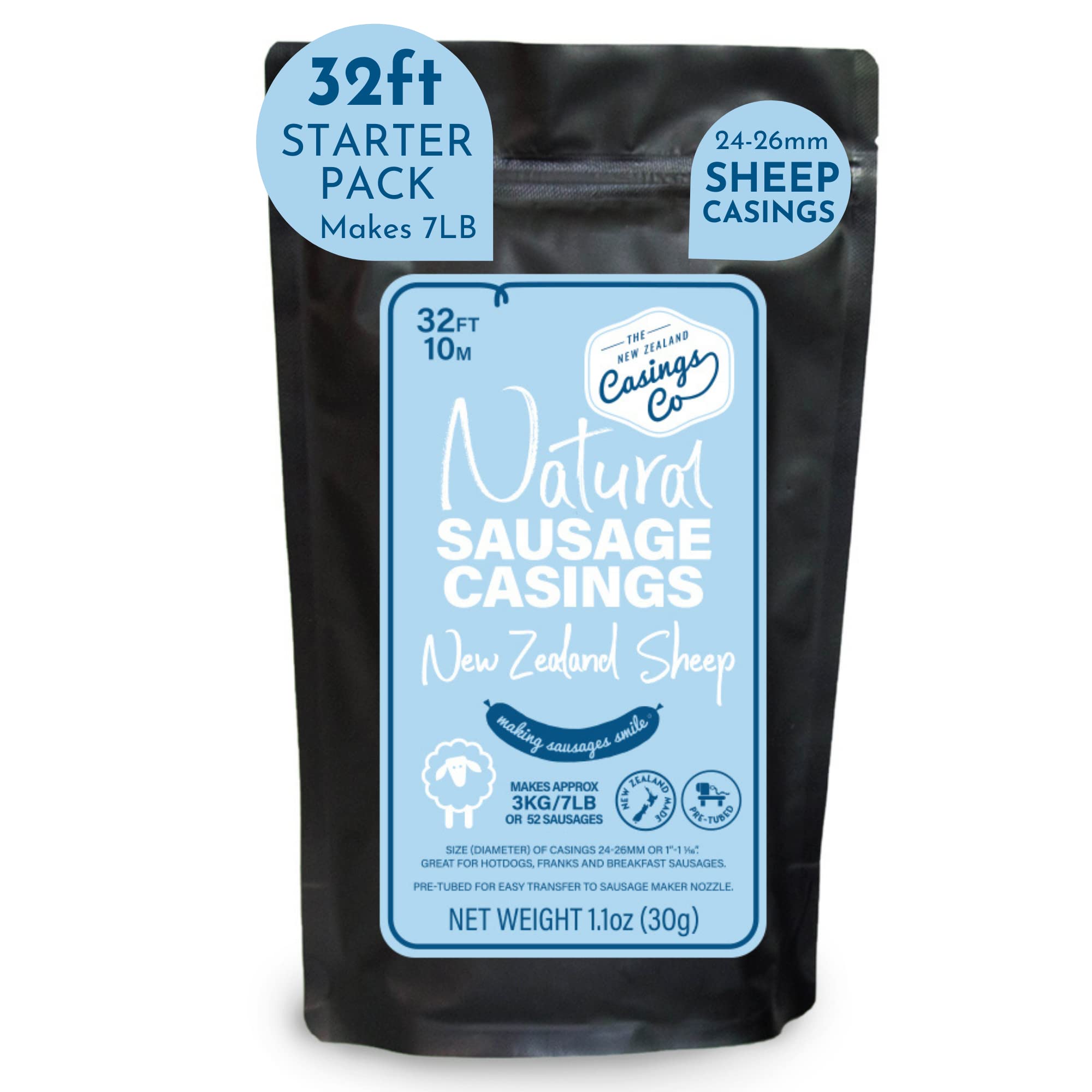 Natural SHEEP Casings for Sausage Making, 32ft of 2426mm, Ideal