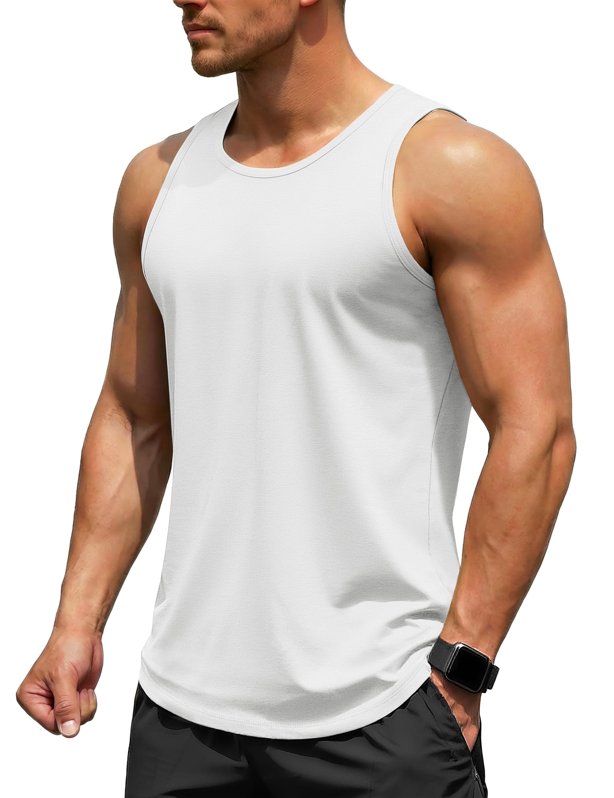 TACVASEN Tanktop Herren Trägershirt UV Schutz Ärmelloses Baumwolle Shirt Gym Fitness Achselshirts Sport Outdoor Sommer
