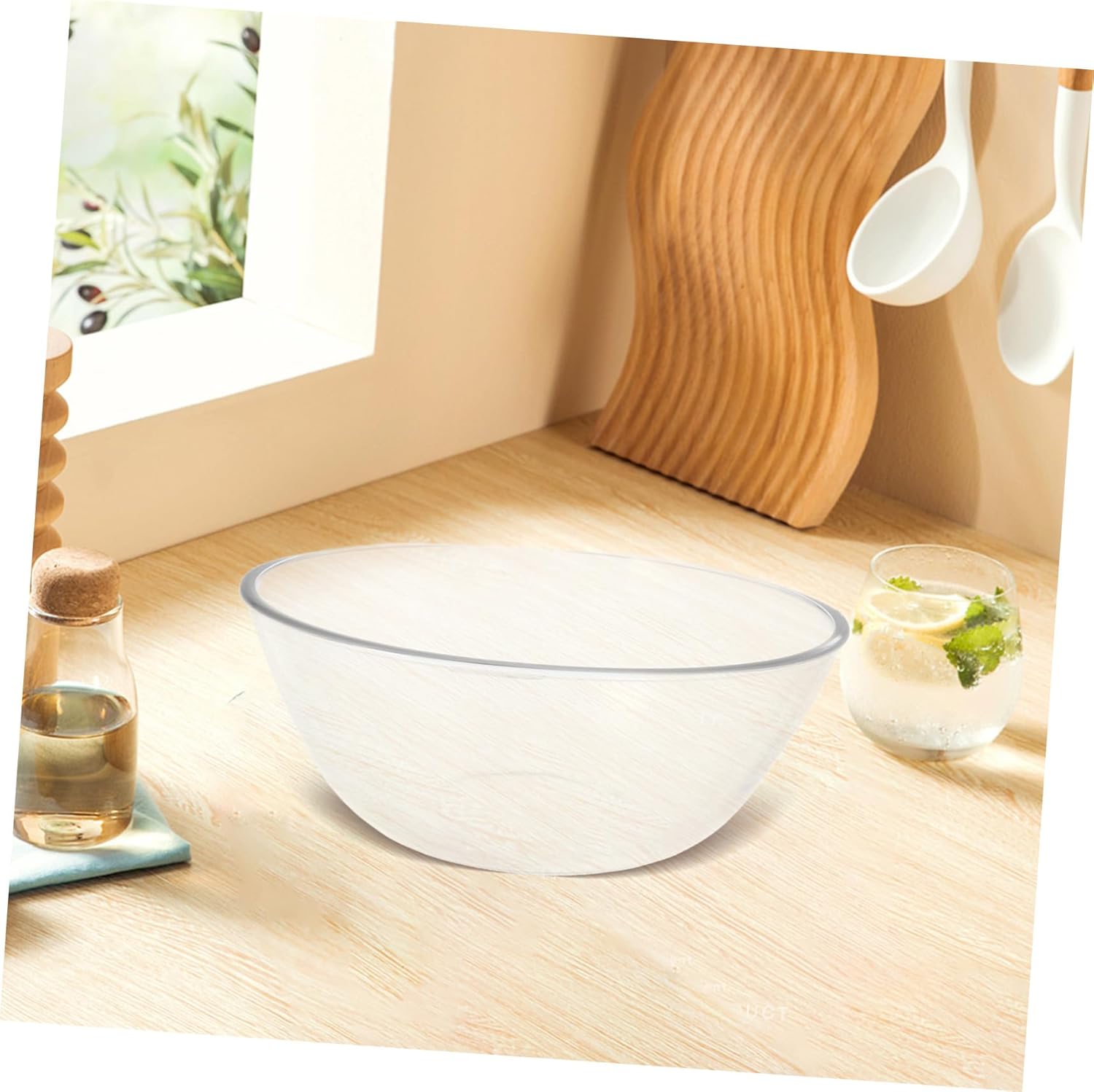 Heavy Glass Mixing Bowl for Kitchen Multi-purpose Salad and Soup Bowl Family-sized Capacity Stylish Decorative Design Easy to Clean