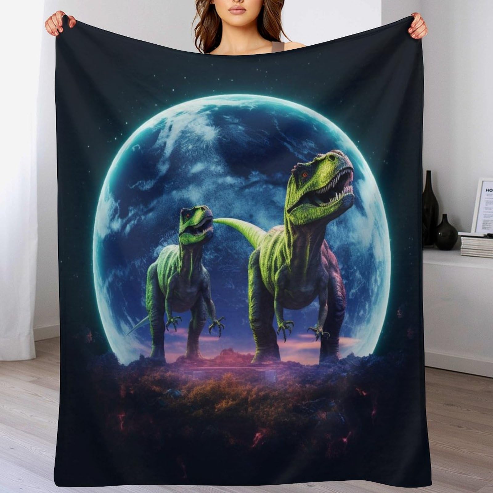 Couverture dinosaure en flannel douce et chaude pour lit et canape 150x200cm