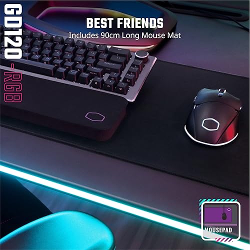 Miniatura 6 de Cooler Master GD120 A1 ARGB - Escritorio para juegos de PC del 30 aniversario, ARGB ambiental, alfombrilla de mouse repelente al agua, soporte de