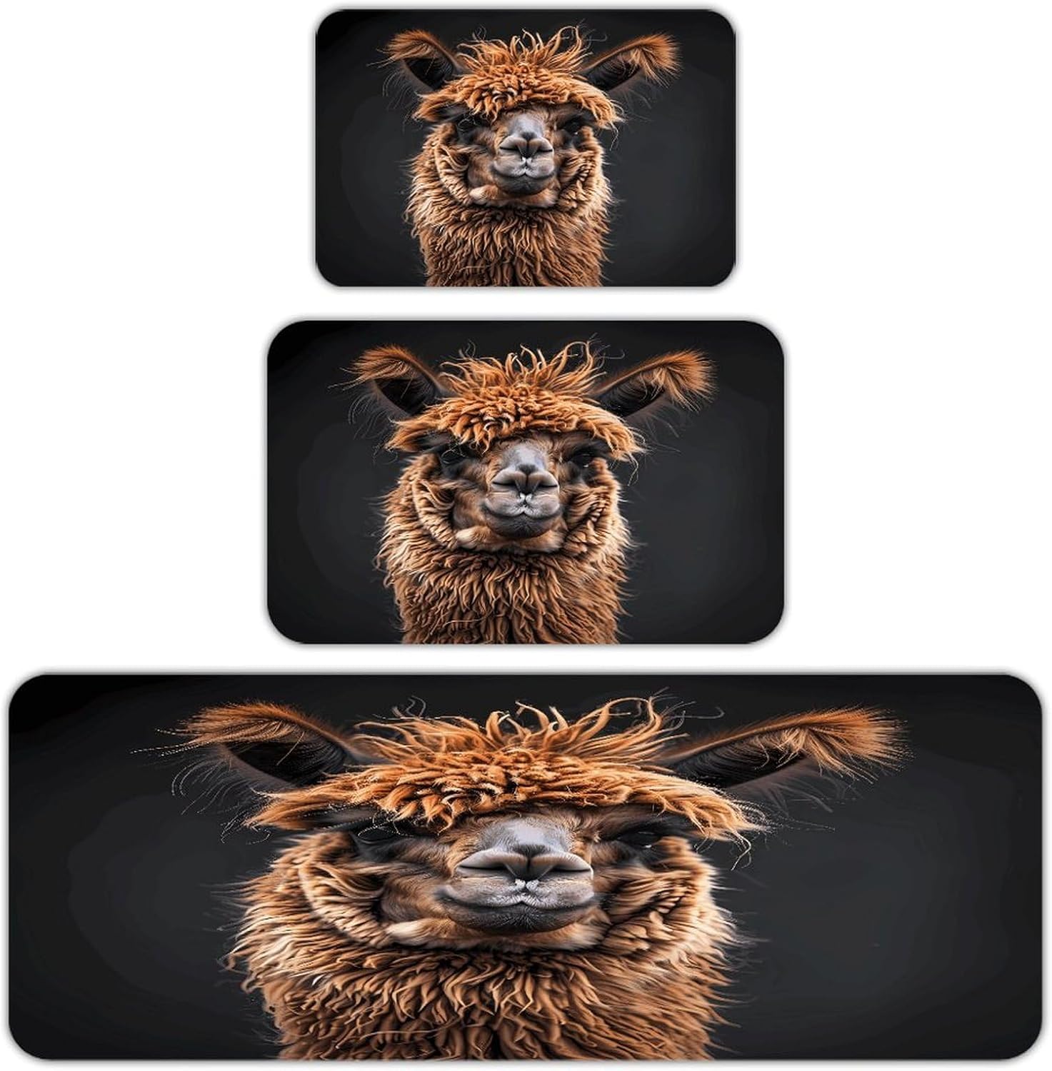 Alpaca Llama Kitchen Rugs Sets of 3 Washable Non Slip Kitchen Rug Water Resistant Carpet Piece Anti Fatigue Kitchen Mats Soft Comfort Standing Mat Modern Area Rug