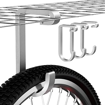 bussdis Bike Hanger Hooks Garage Rack Bike Hooks for Garage, Heavy Duty Bike Hanging Hooks, Hooks for Hanging Bike, Overhead Rack Hooks, Silver
