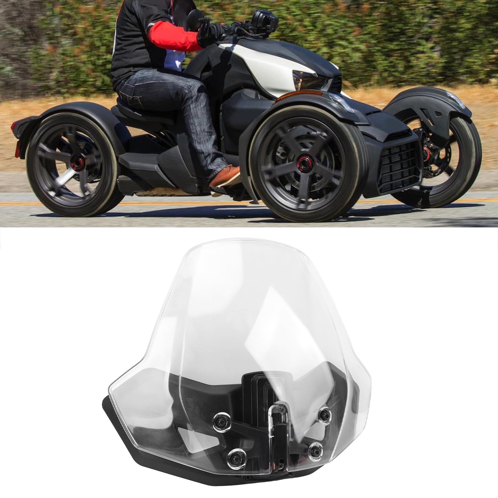 Einstellbare Windschutz Scheibe 219401032 PC Aero Dynamisch Erhöht Komfort Sport Wind Bildschirm für Ryker 600 900 Rally Sport Verstellbare Sport Windschutz Scheibe (Transparent)