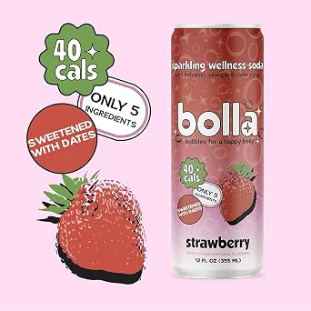 Strawberry Sparkling Wellness Soda - Naturally sweetened with dates - Crafted with balsamic vinegar - 5 simple ingredients - Low calorie - Antioxidant-rich - No added sugar 12 pack