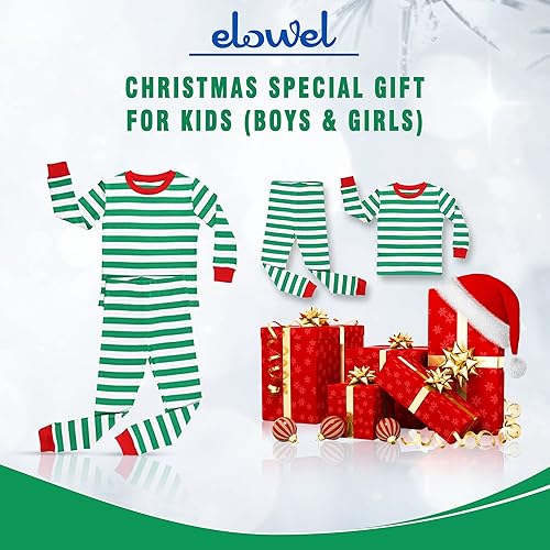 Miniatura 7 de Elowel piyama de dos piezas a rayas para niños y niñas, 2 piezas, 100% algodón, talle 6 meses a 12 años