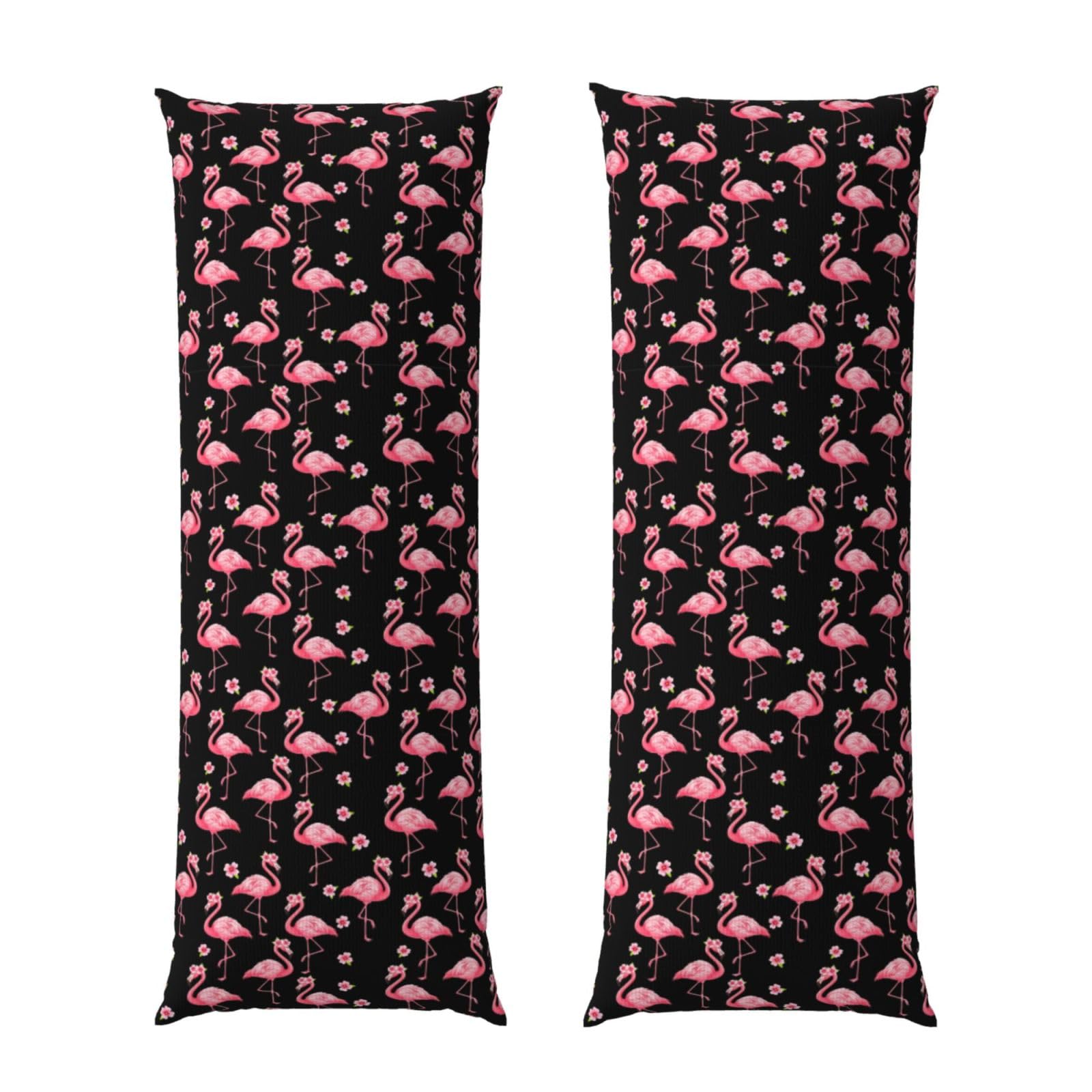 Long Body Pillow Cover 20x60 Pink Flamingos Lovers, Soft Flannel Pillowcase with Zipper, Cozy Cushion Protector for Couch Sofa Bed Sleeping Decoration