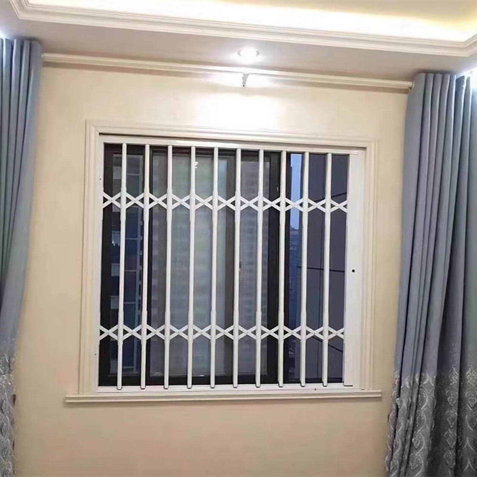 Barre di sicurezza per finestre in alluminio bianco personalizzabili con serratura e chiave, protezioni di sicurezza retrattili per uso domestico e commerciale, cancello laterale per finestre