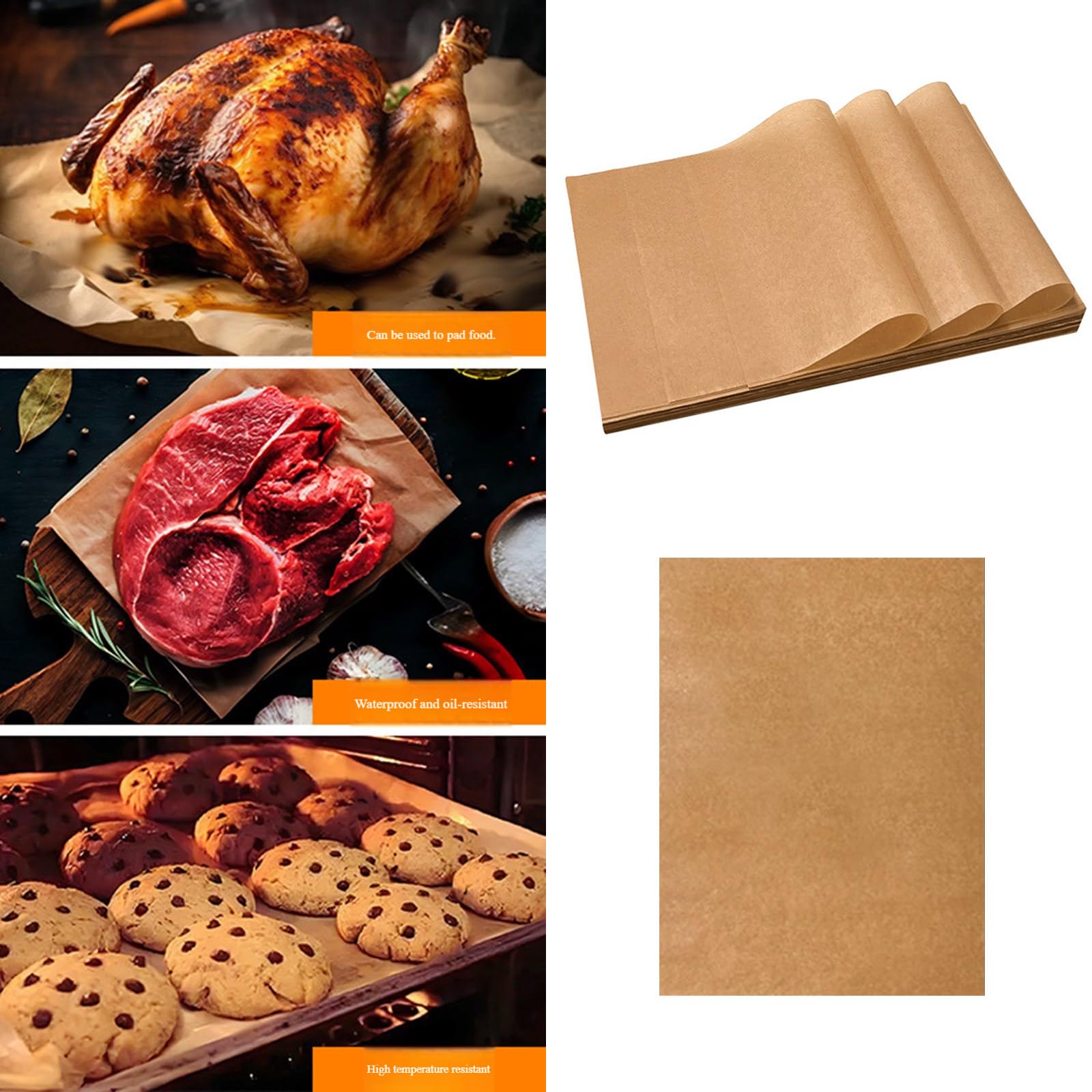 1 Box Backpapier in Lebensmittelqualität, doppelseitig antihaftbeschichtetes Ofenblech, hitzebeständig bis 230 °C, Silikon Backmatten, doppelseitig silikonbeschichtetes Pergament