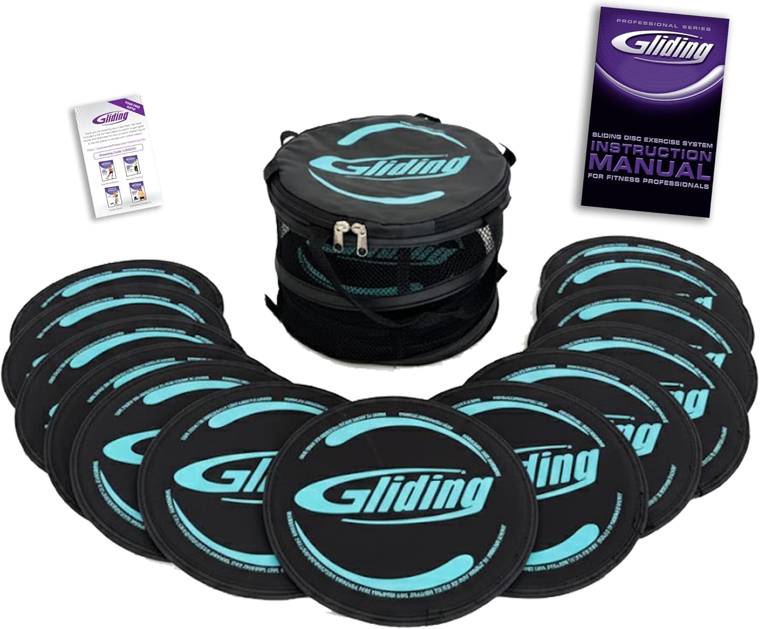 Gliding Exercise Discs: Studio Pack for Hardwood Floors (12 Pair, Black)