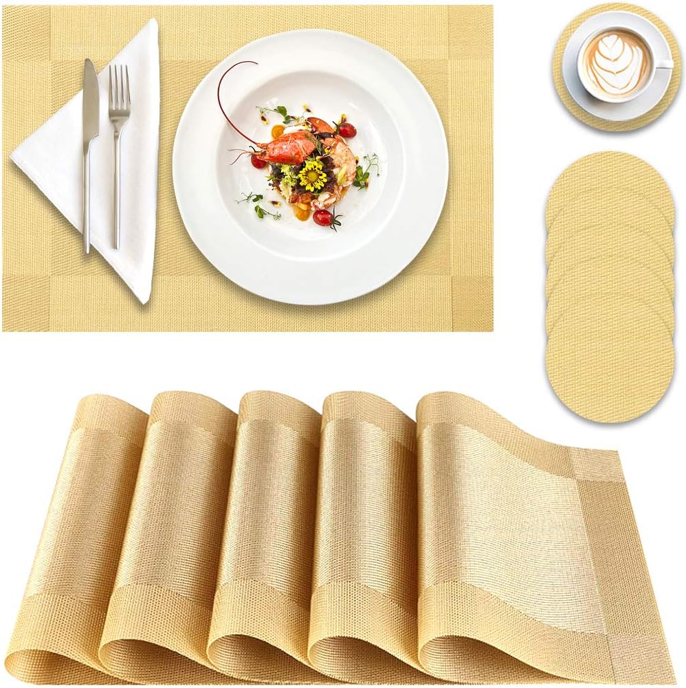 Panngu Place Mats, Simple Table Place Mats and Coasters Sets of 6 ...