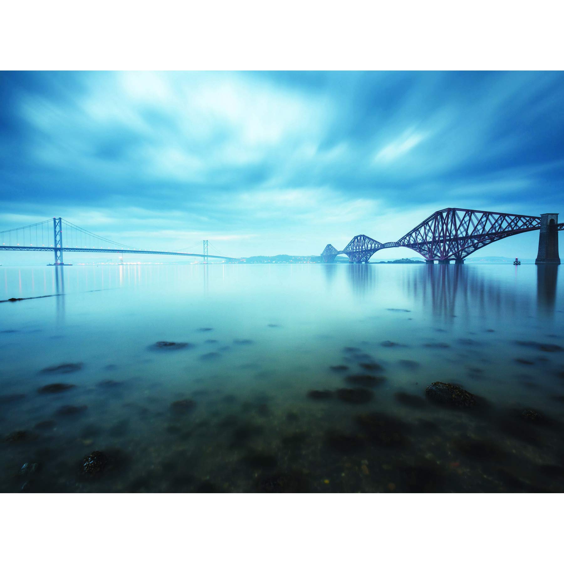 Wee Blue Coo Forth Bridges In Edinburgh Scotland Picture Art Canvas Print