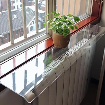 Radiator Plant Shelf - Maximize Space, Floating Radiator Shelf Bracket, Acrylic Radiator Top Cover with Brackets for Entrance Hall/Courtyard - Anti Smoke & Dustproof40cmx15cm/15.7inx5.9in