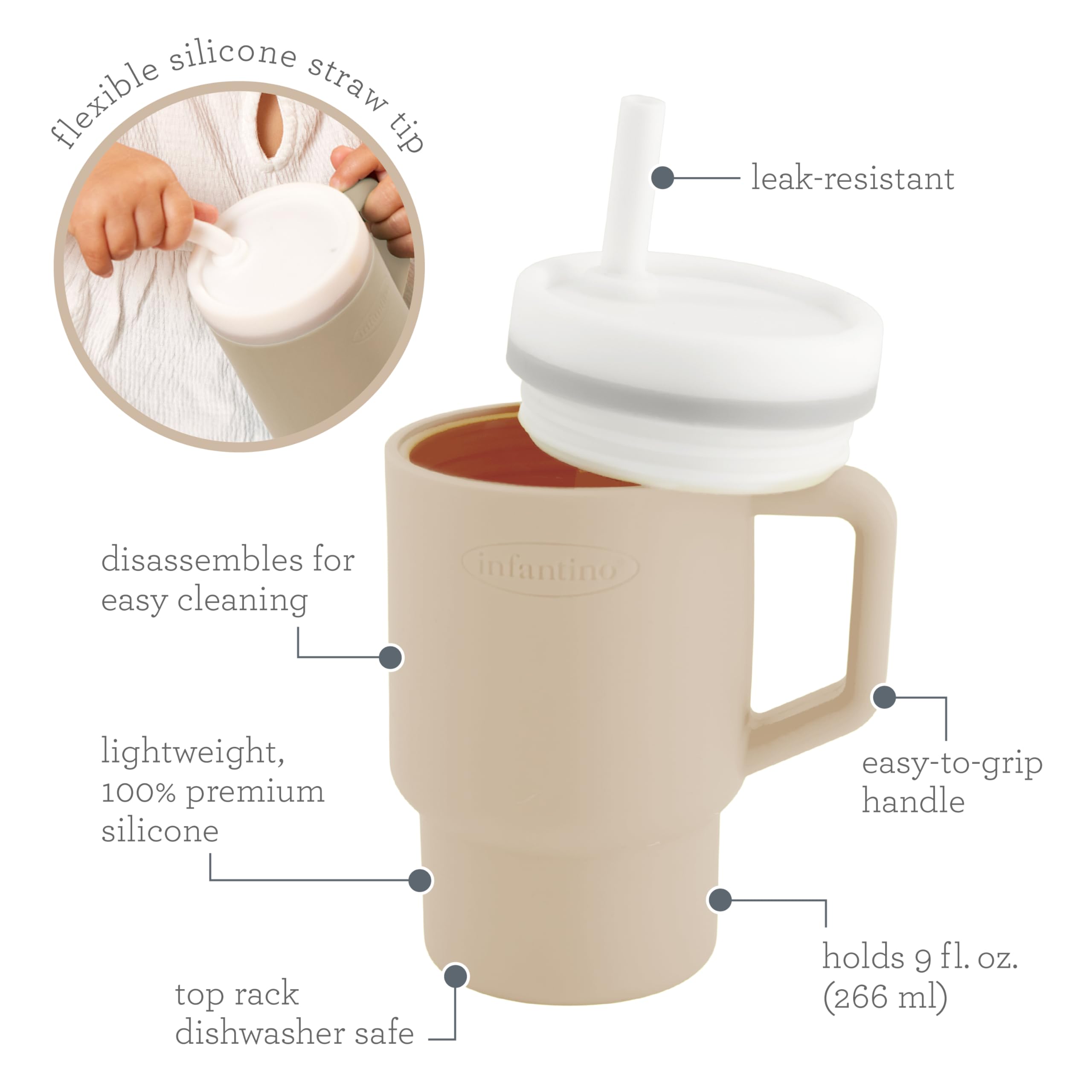 INFANTINO My 1st Tumbler, Adorable Miniature Tumbler with Leak-Resistant Straw and Toddler-Friendly Handle - Image 4