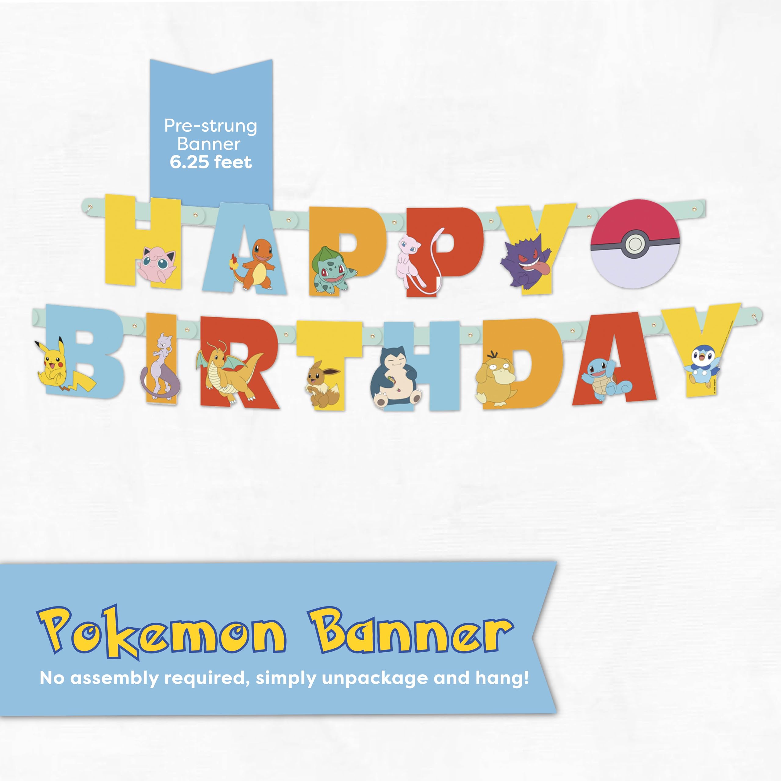 Pokemon Birthday Decorations - Banner & Swirls -4 Pokemon Birthday Decorations - Banner & Swirls -4