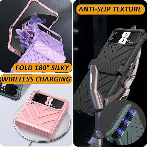 Miniatura 6 de Miimall Funda compatible con Samsung Galaxy Z Flip 4 protección magnética de bisagra, diseño de forma militar, anticaídas, a prueba de golpes,