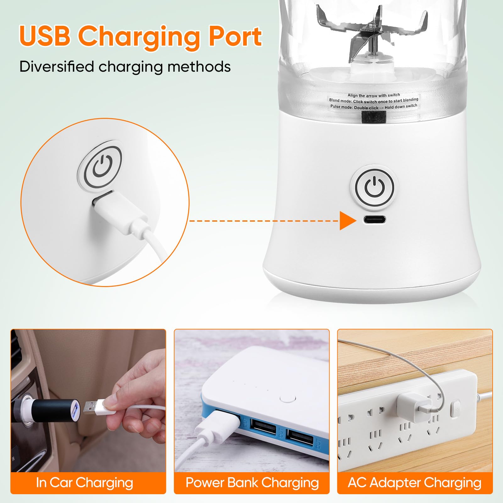 Uonlytech Tragbarer Wiederaufladbarer Entsafter 600ml mit PC Material Leicht und Modern für Frischen Saft Unterwegs und Einfache Bedienung