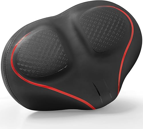 Vista 7 de Xmifer Asiento de bicicleta de gran tamaño, cómodo sillín de bicicleta, diseño de ranura media, espuma viscoelástica de 2.95 pulgadas de grosor