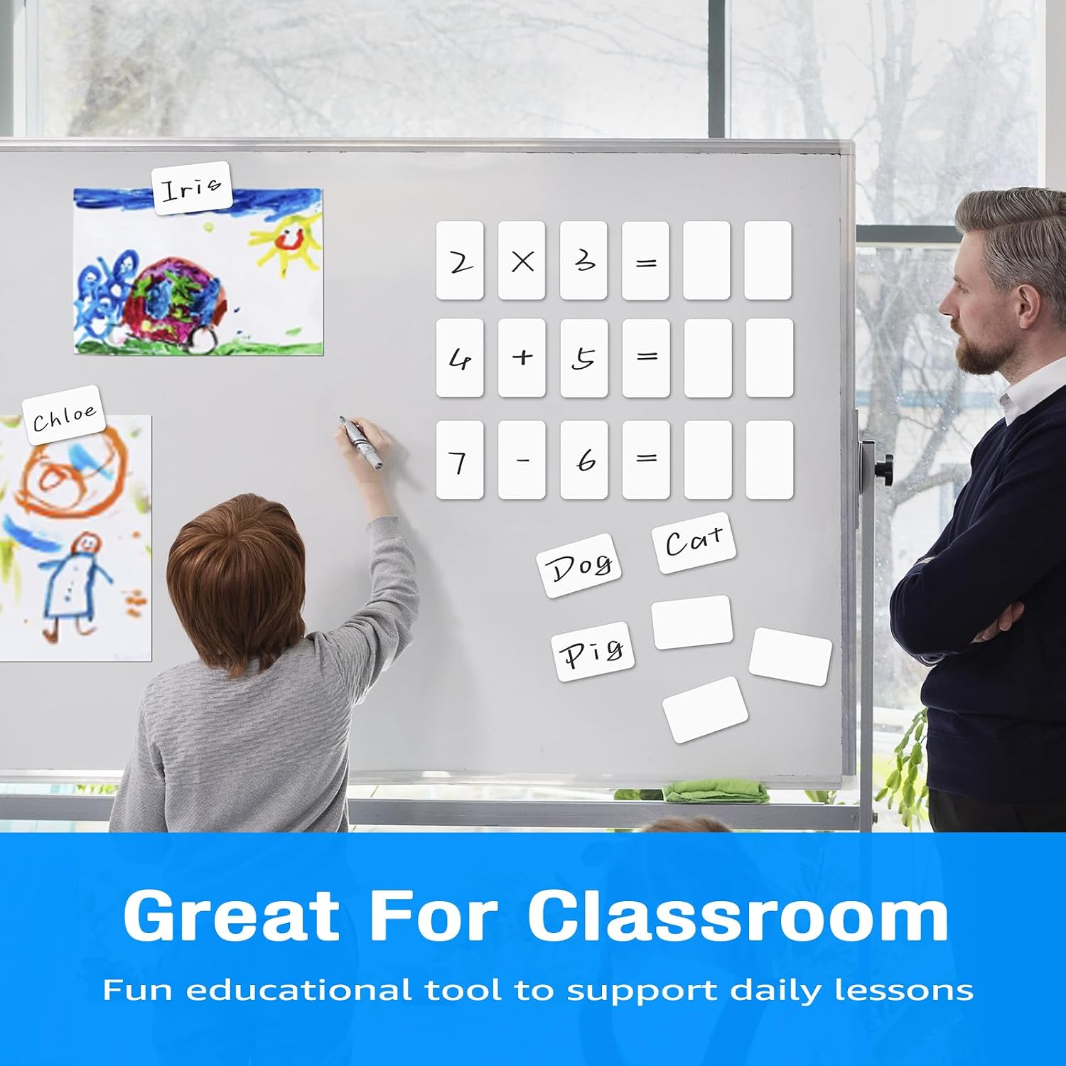 30PCS 3"X3" Magnetic Dry Erase Sticky Note Bundles with 30PCS 5"X3" Magnetic Index Card image 4
