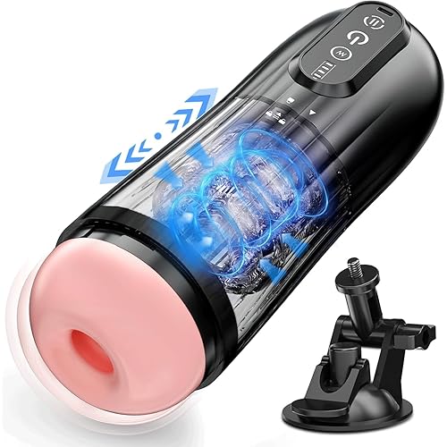 Electric Male Masturbator with 10 Thrusting & Vibrating Modes, Hands-Free Automatic Sex Toy for Men with Suction Cup, Rechargeable Penis Pump