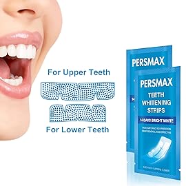 PERSMAX Teeth Whitening Strips for Sensitive Teeth Enamel Safe Whitening Kit No-Slip Remove Coffee Wine Smoking Stains Professional 14 Treatments 28 Strips