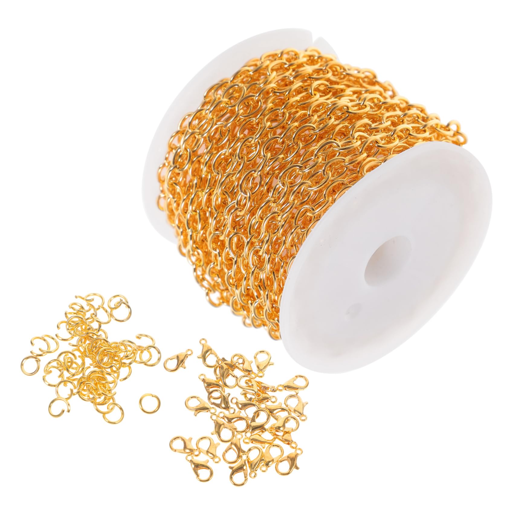 5sätze Ketten Schmuckherstellung Goldene Kreuzkette Mit Ringen Und Karabiner-verschlüssen Für Halsketten Armbänder Und Fußschmuck Hochwertige Metallkette Für Kreatives