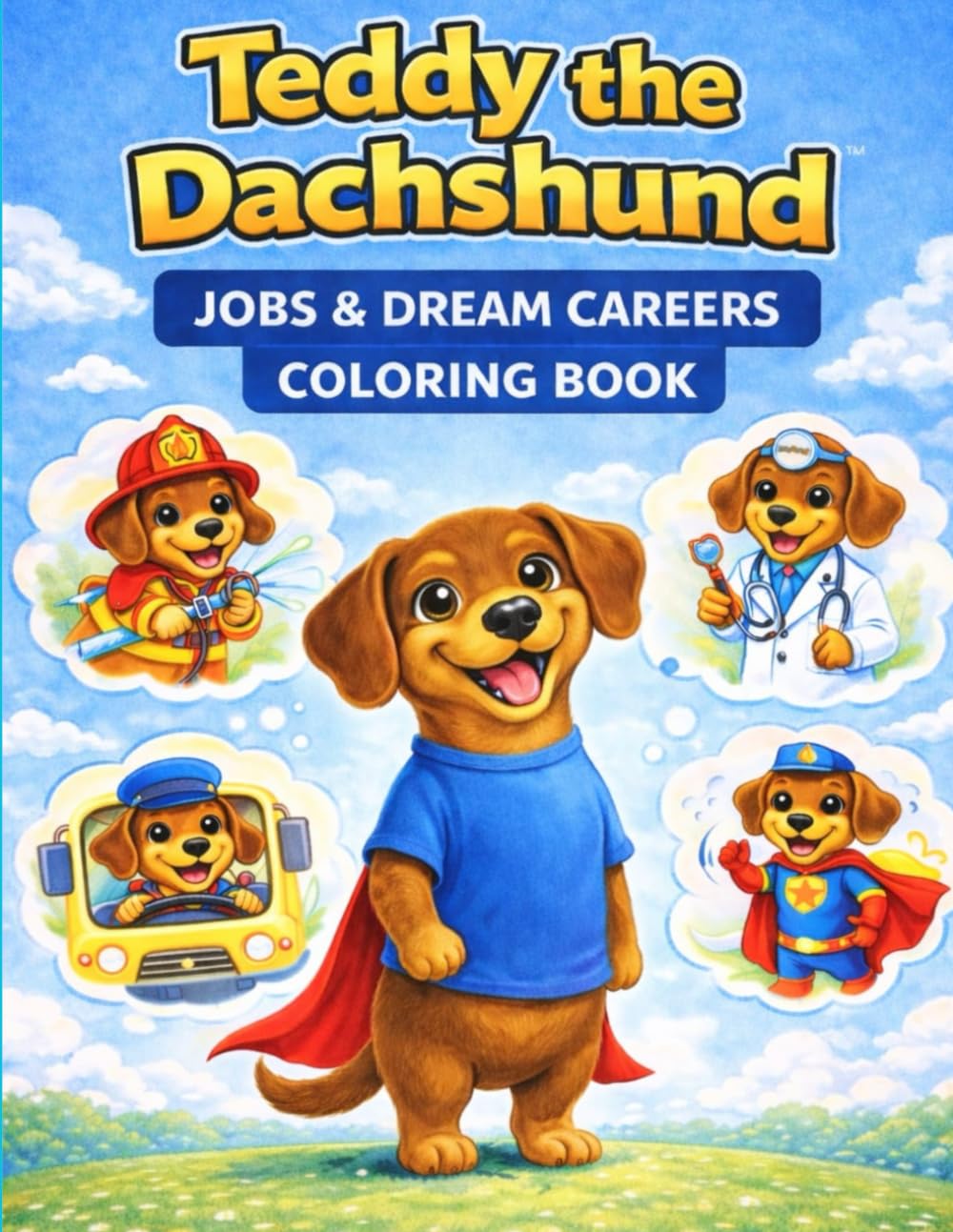 Teddy the Dachshund Jobs and Dream Careers Coloring Book: Fun and Easy Career Coloring Pages for Kids Ages 3–8 (Teddy the Dachshund Coloring Books)