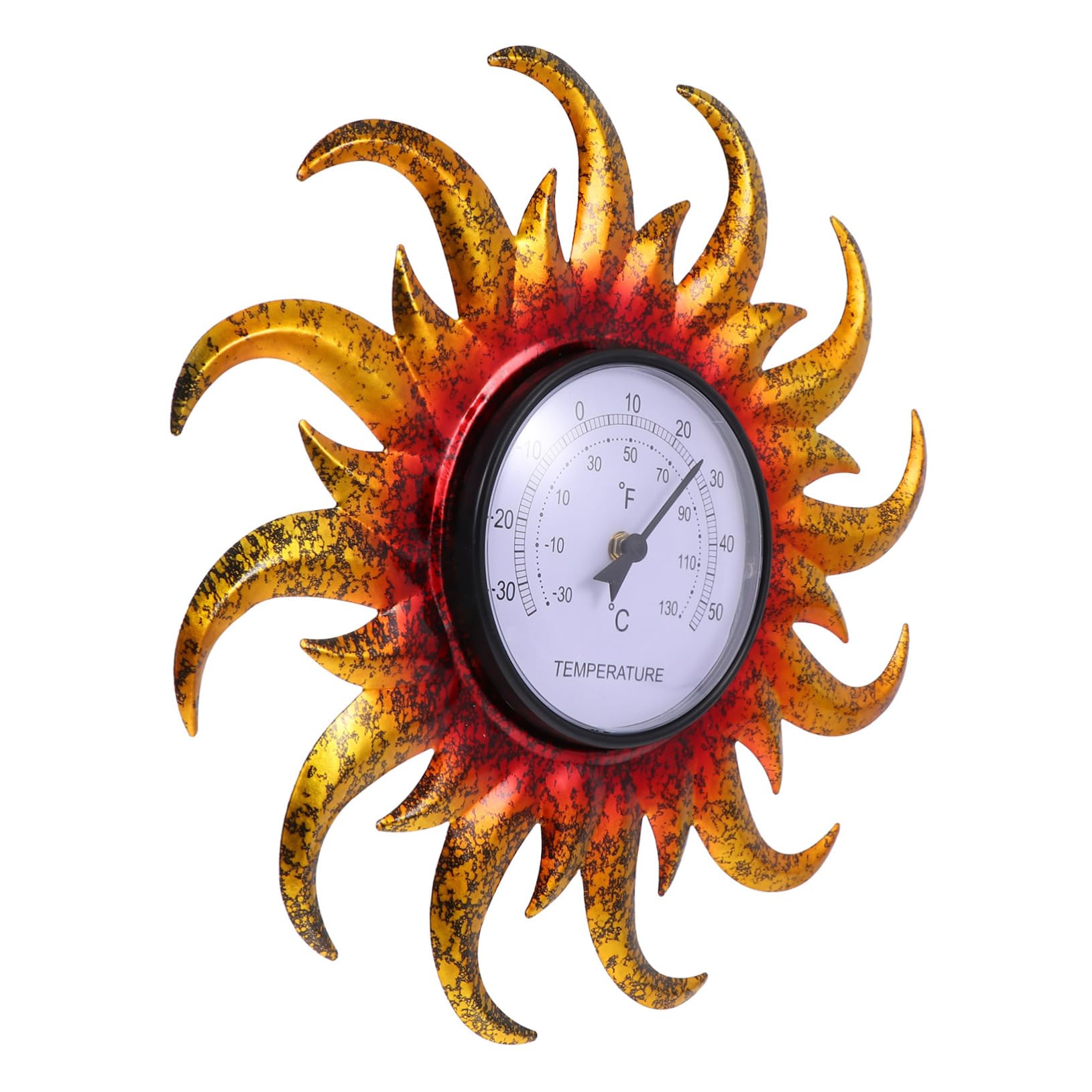 FUNOMOCYA Sun Shaped Wall Mounted Outdoor Thermometer Creative Home Decor Durable Temperature Gauge for Use for Gardens Patios