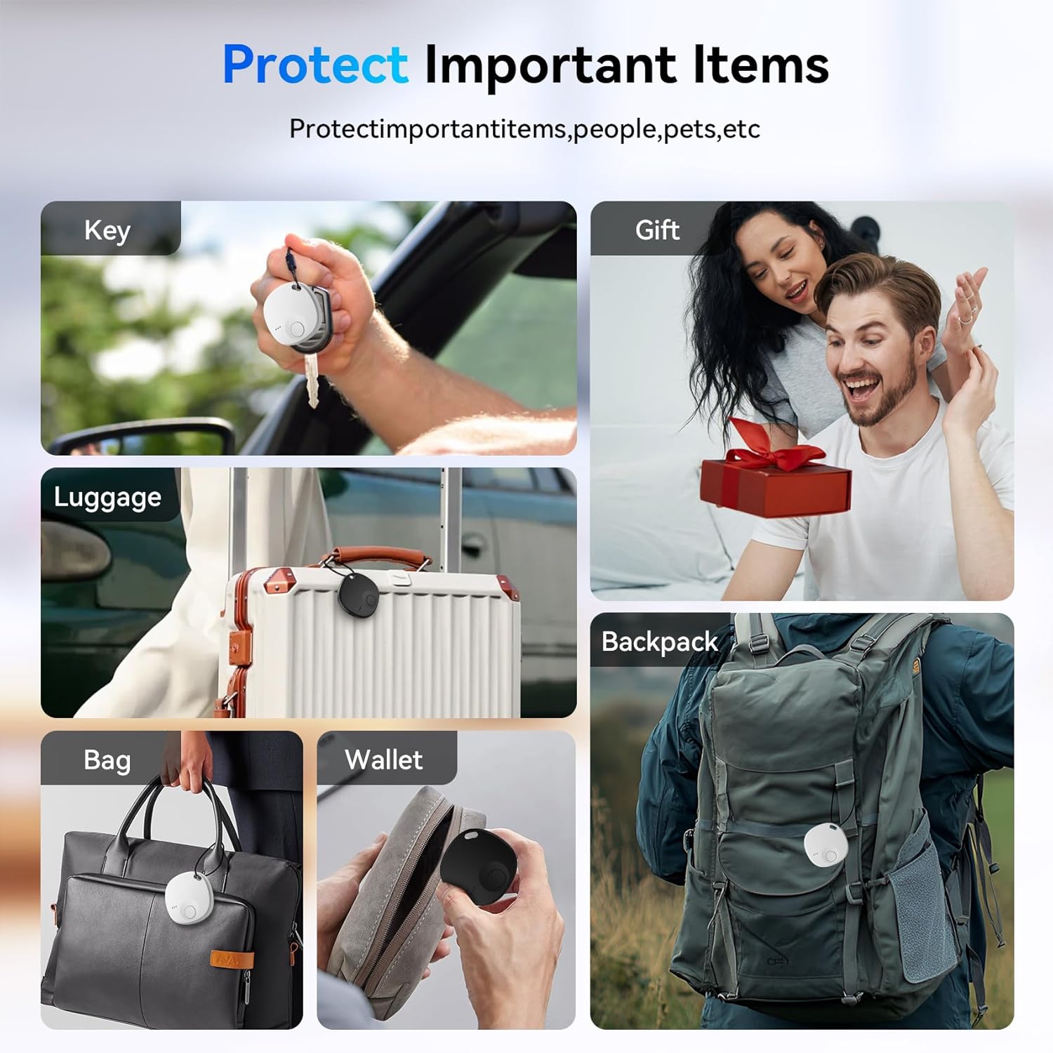 Air Tracker Tags-4 Pack, Bluetooth Tracker Works with Apple Find My APP (iOS Only), Keys Finder and Item Locator for Keys, Luggage, Wallet, Smart Tracker Tags with Key Ring, Replaceable Battery - Image 4