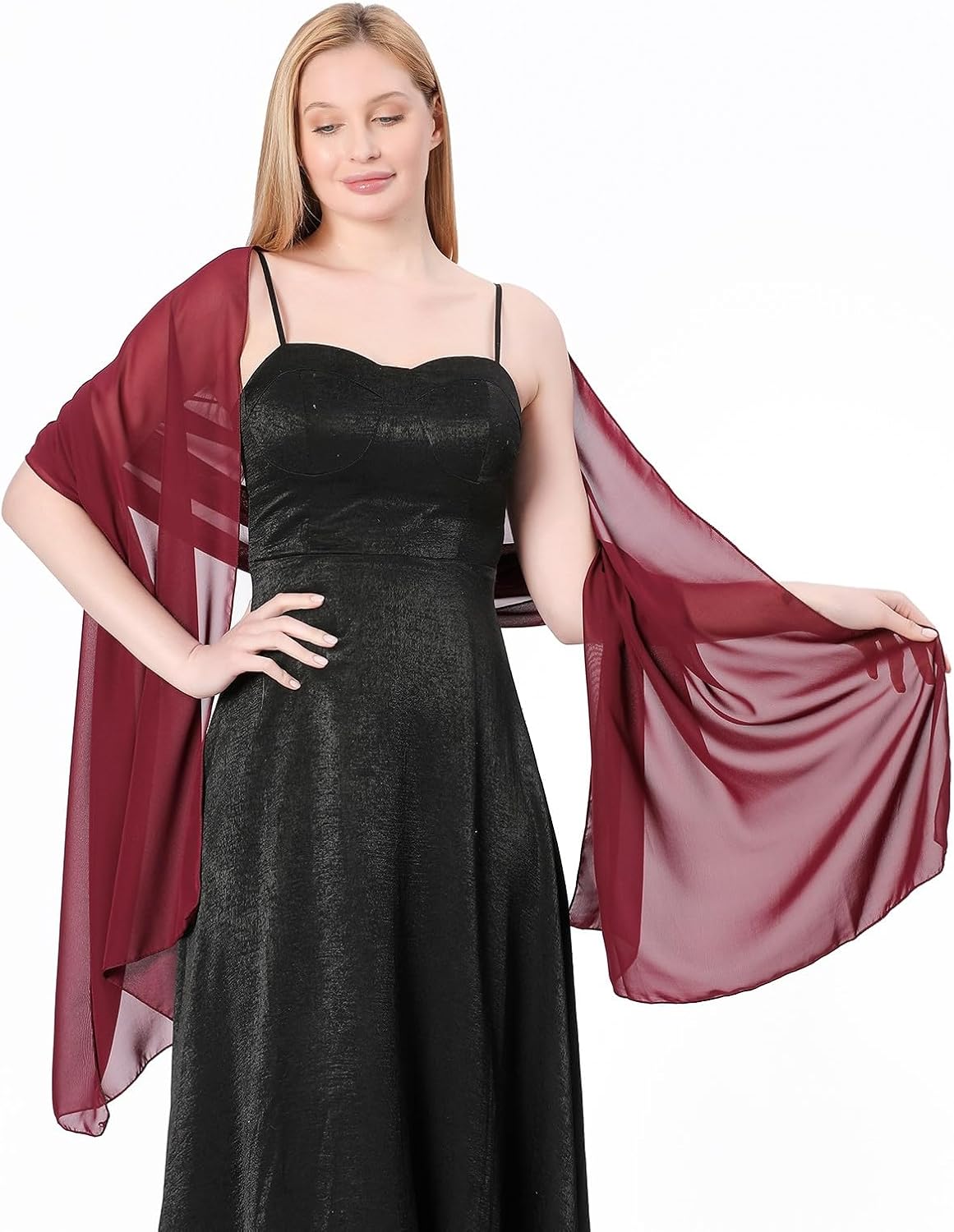 OurLore Women's Chiffon Scarf Shawls Wraps for Evening Dress Soft Elegant Pashmina Wedding Bridal Scarves