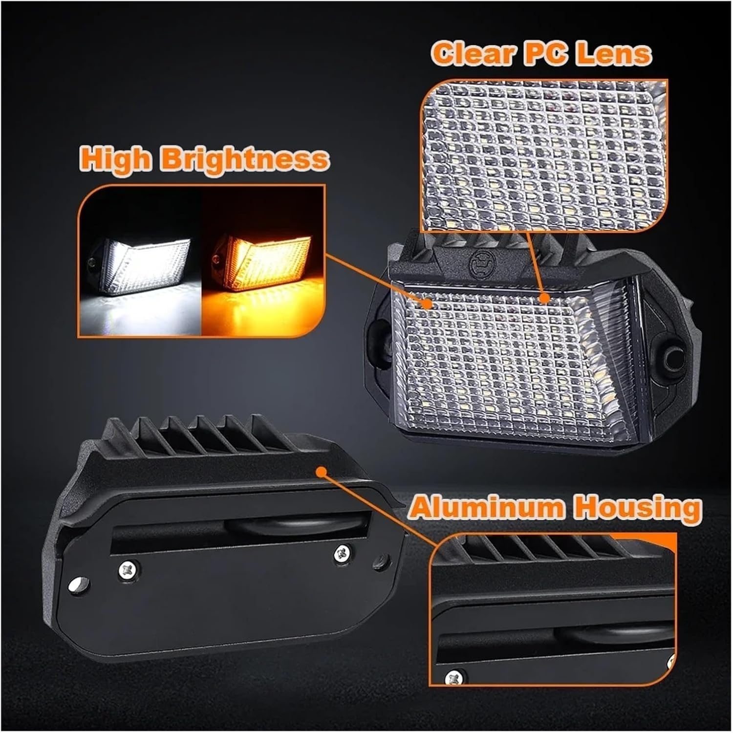 LED Porch Light with 1300LM White/1000LM Amber 12V Exterior RV Lights Replacement Kits for RV Trailers