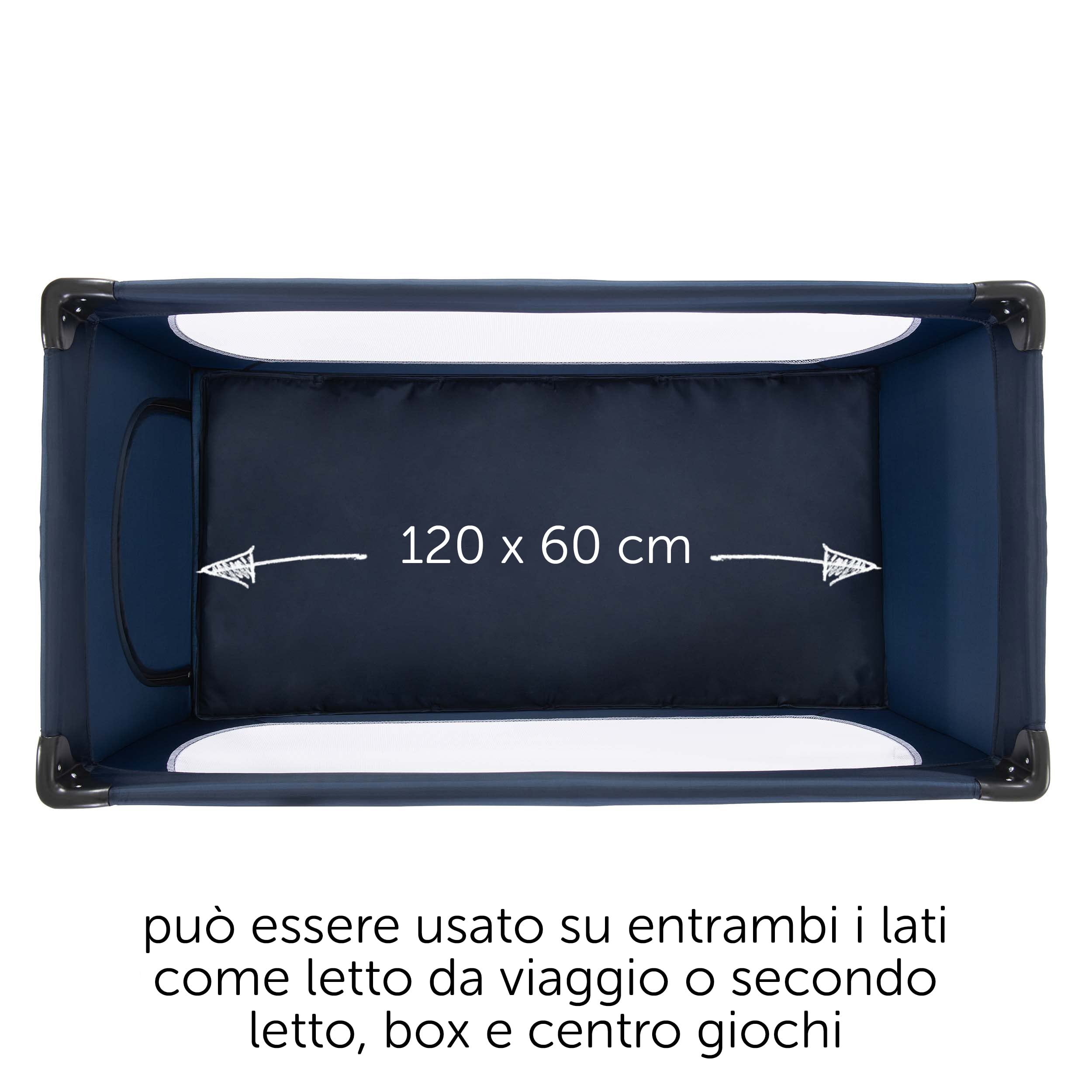 hauck Lettino Neonato Da Viaggio Dream N Play Plus - Set XXL Con Materasso, Tenda Gioco e Zanzariera - Culla Da Campeggio Pieghevole Con Borsa e Ampia Apertura - (Navy Blau)