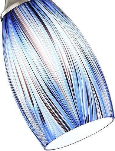 Miniatura 2 de Iluminación colgante azul de cristal de arte para isla de cocina hecha a mano, mini luces colgantes de cristal con cepillo acabado de níquel cable