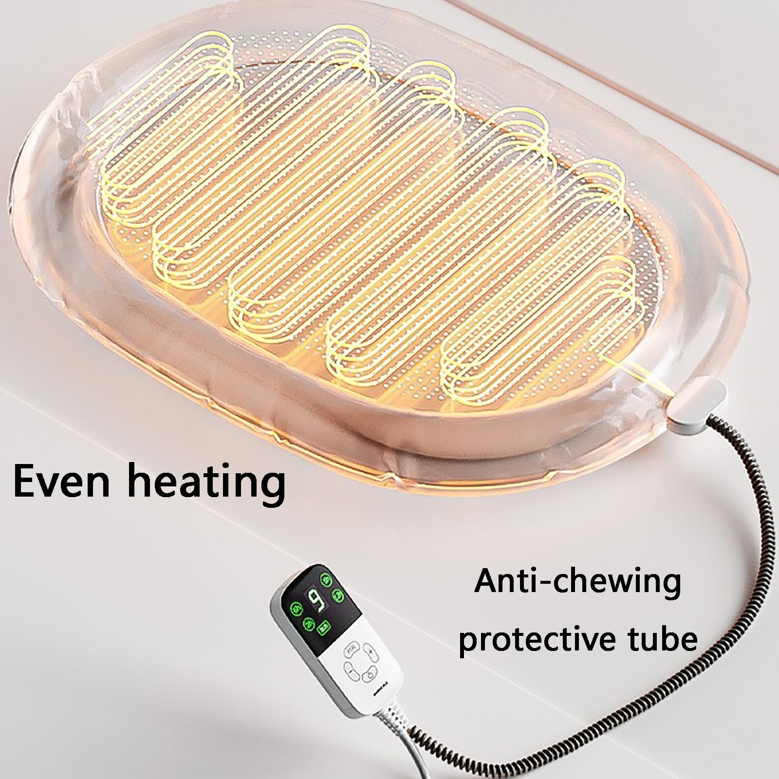 Manta Termica Gatos, Manta Eléctrica para Perros, con Ajuste de Temperatura de 9 Velocidades, Fácil de Limpiar, con Cable Antimordeduras, para Uso en Interiores(Medium)