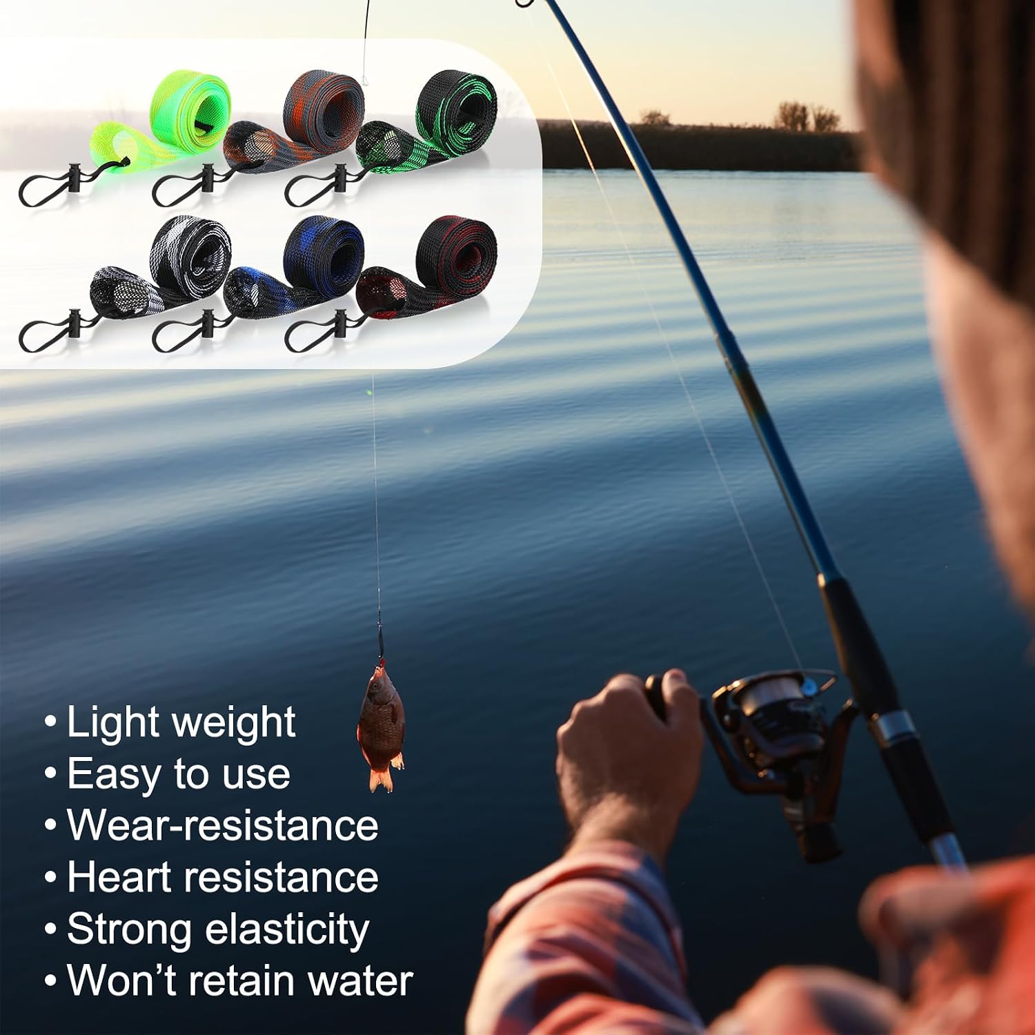 12 Pcs Fishing Rod Sleeves and Lure Wraps for Rods Poles,Grey | 66.93 x 1.77 Inches Fishing Rod Socks, 5.91 Inches Fishing Lure Covers for Pole and Lure Protecting