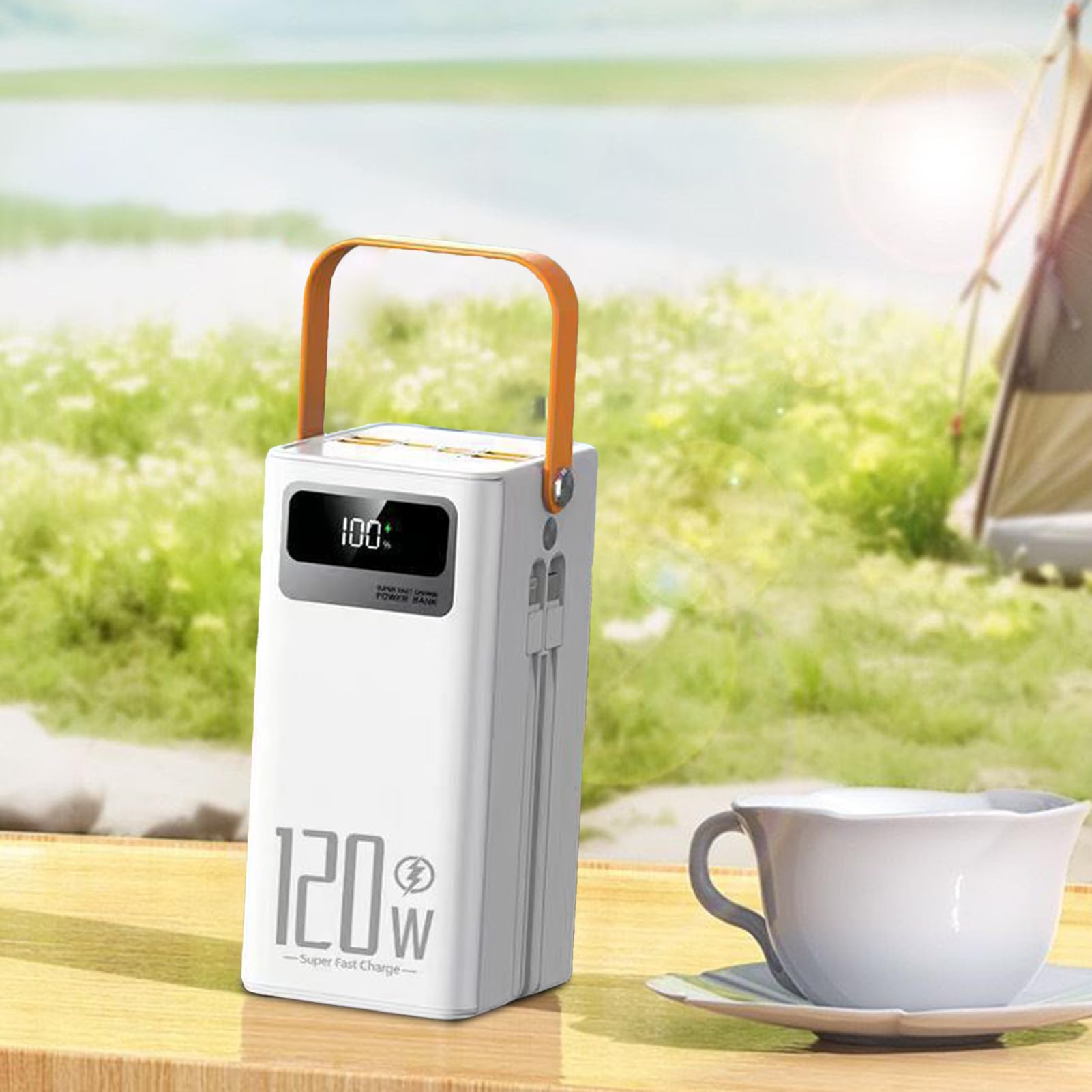 Bateria solarna 120 W, 50000 mAh, zestaw zewn?trzny z wbudowanymi kablami, latark?, 4 wyj?ciami i 3 wej?ciami, przeno?ny sprz?t survivalowy, idealny kemping, w?drówki, wycieczki samochodowe