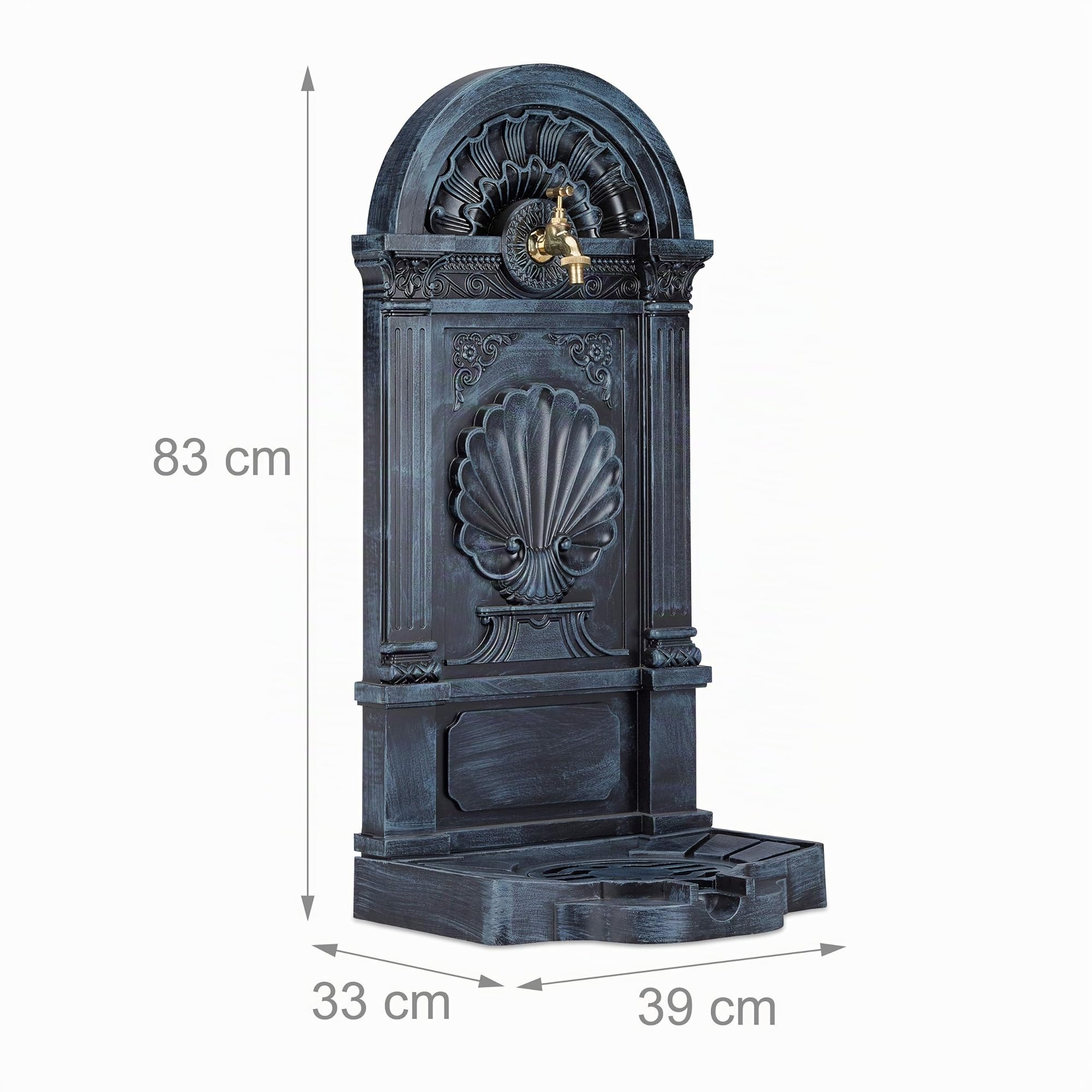 Fontana a Muro da Giardino Relaxdays Stile Antico 83x39x33 cm Grigio