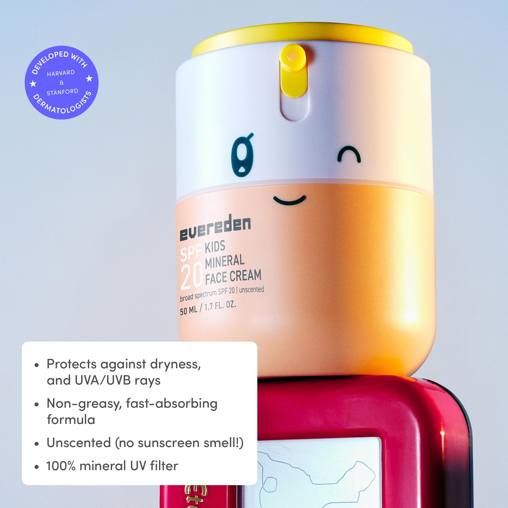 Evereden Crème pour le visage pour enfants, 50 ml | Lotion pour le visage sans parfum et avec SPF 20 | Hydratant pour le visage propre et non toxique | Soin de la peau multi-vitamines | Éligible à la