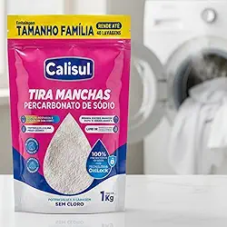 Percarbonato de Sódio 1kg - Original Tira Manchas sem Cloro, Alvejante Natural que Não Danifica Tecidos, Ideal para Roupas Brancas e Coloridas, Pisos, Rejuntes, Azulejos e Banheiros