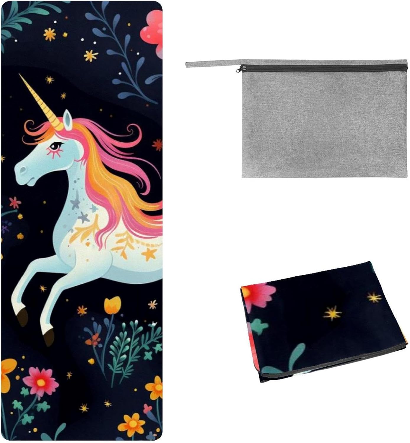 Yoga Towel, Galaxy Unicorn Pattern Non Slip Sweat Absorbent Hot Yoga Mat Towel for Hot Yoga, Pilates and Fitness - 72.8" x 26.8"