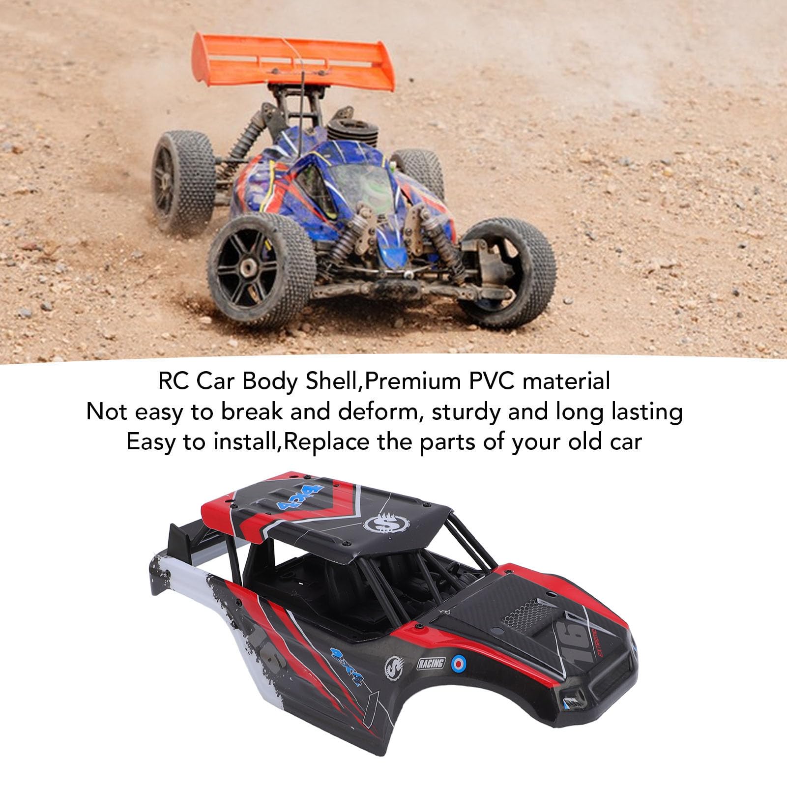 1/18 RC Car Body,PVC Material Replacement Car Attractive Appearance, for Haiboxing 18859, 18858 Green with 1:18 RC Car (Red)