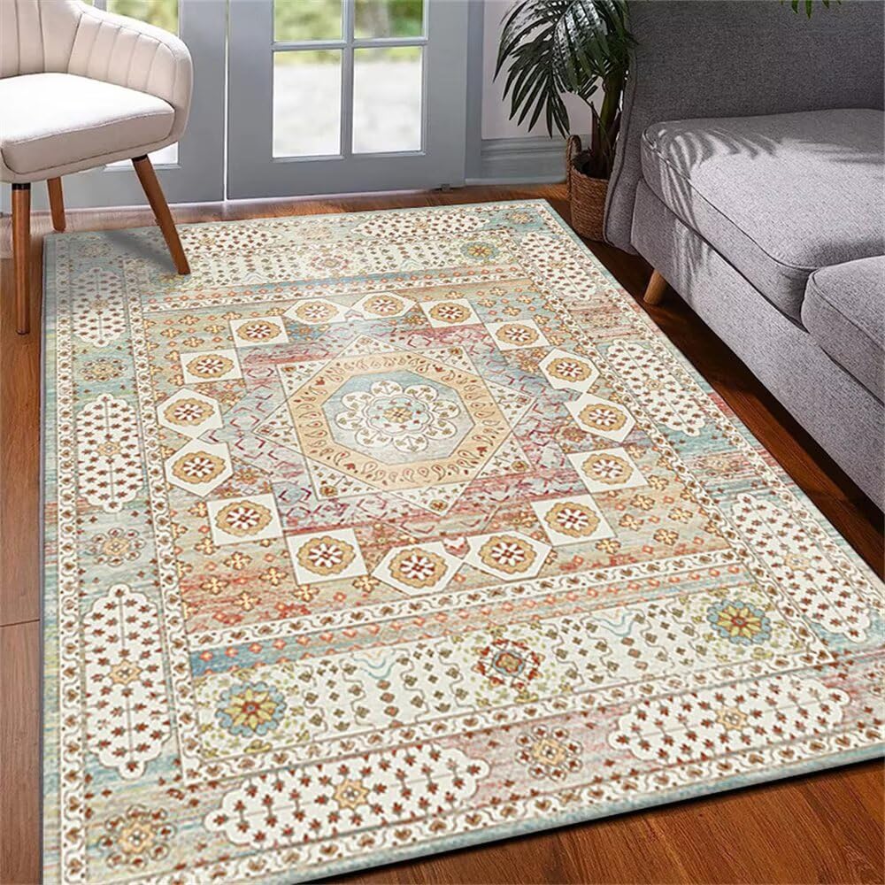 Tapis salon poil ras 120x160cm lavable pour salle à manger