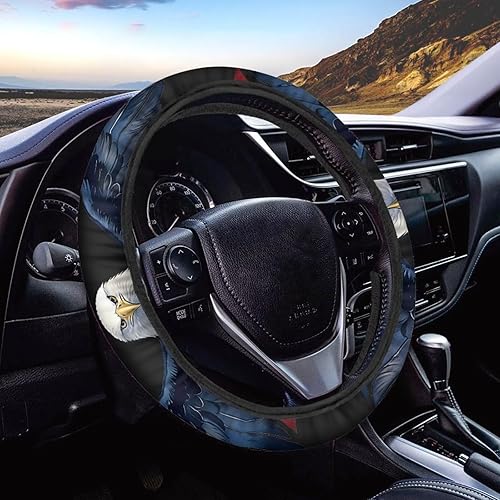 Yewattles 250th Eagle and American Flag - Funda universal para volante de automóvil, para mujeres y hombres, 15 pulgadas de diámetro, poliéster,