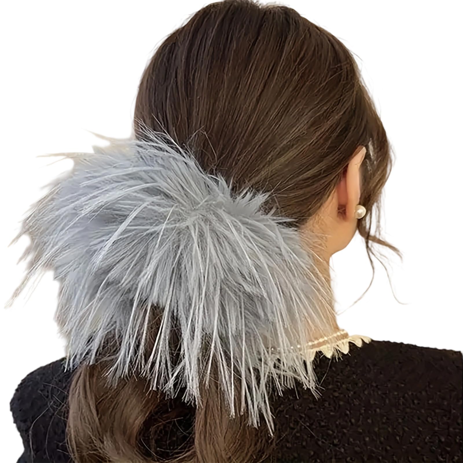 MICFENY Friendly Oversized Feathered Hair Bands Practical Elastic Hair Ties With Natural Texture For Different Occasion