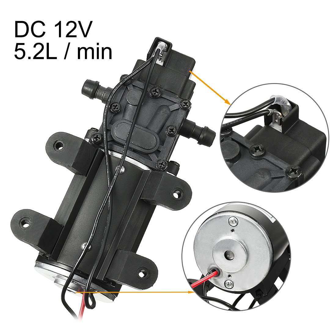 Aexit 12V DC Water Pressure Diaphragm Pump 5.2 L/Min 116 PSI for Caravan RV Marine Fishing Boat (8e7b804bb99fb6bcc1f34cdc298c7e76)