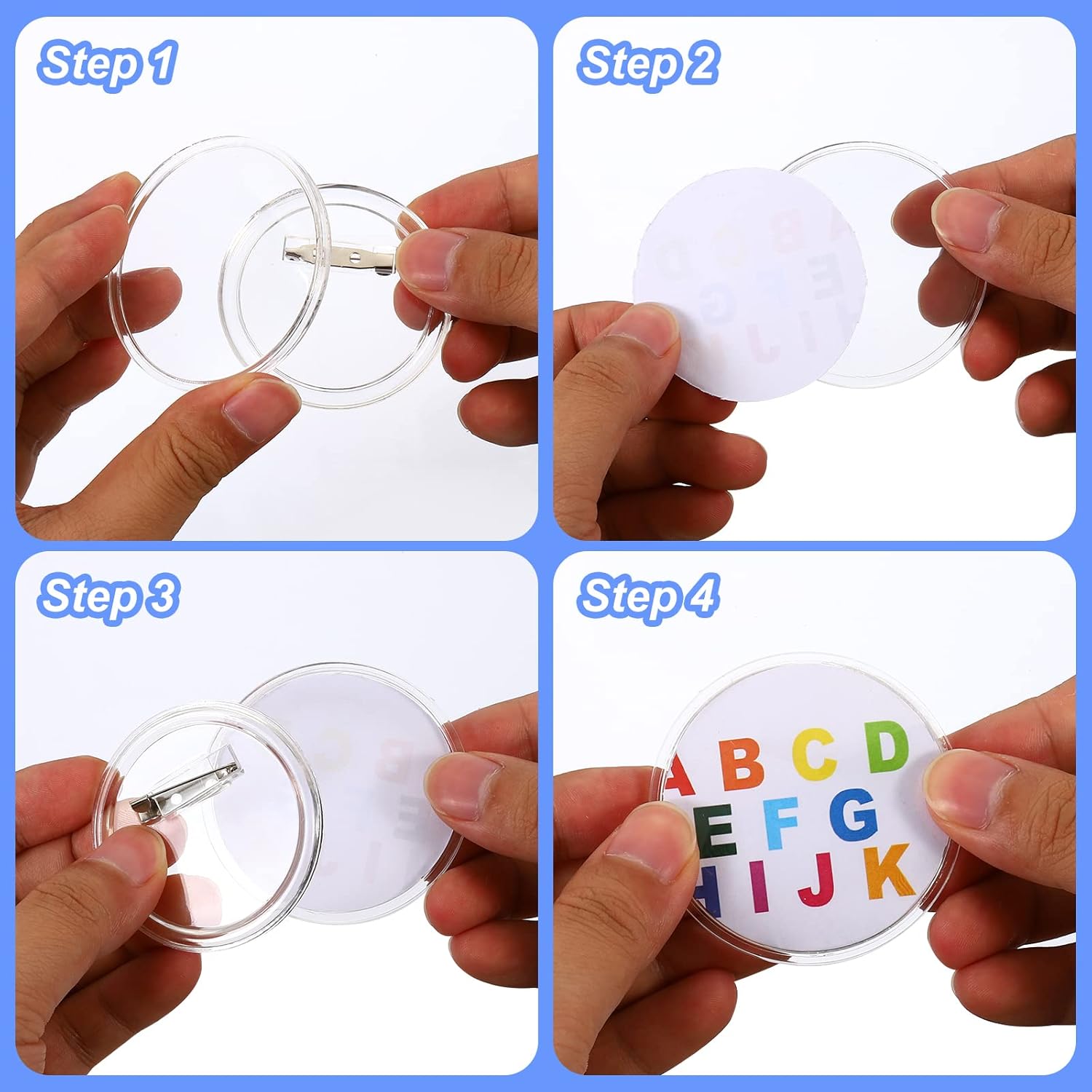 PATIKIL 3 Inch DIY Button Pin Maker - Acrylic Clear Badge Craft Supplies for Team Projects - Round Picture Photo Buttons (100 PCS)
