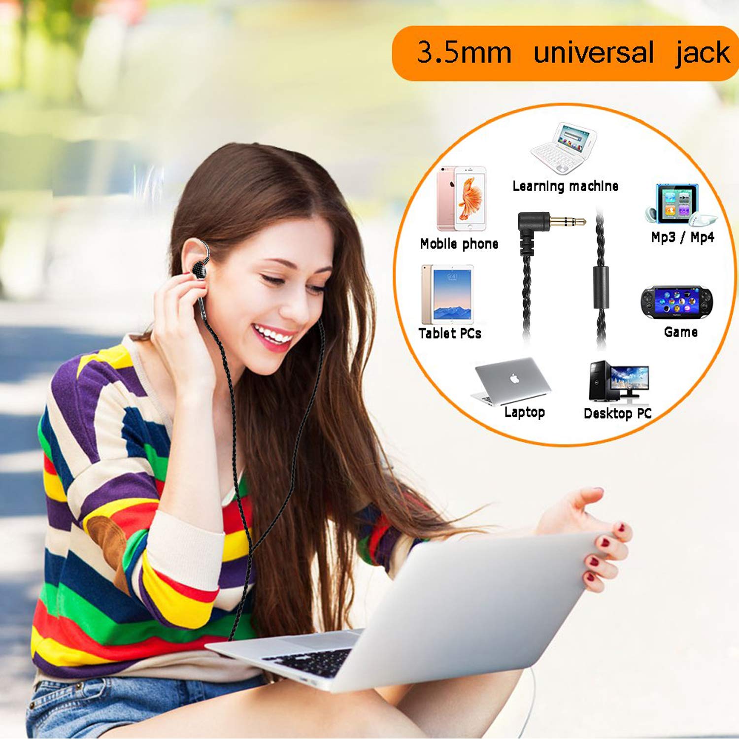 Monitores intraurales [versión actualizada] Auriculares con cable auriculares audífonos audífonos duales con cables desmontables MMCX aislamiento de ruido auriculares a prueba de sudor estéreo HiFi