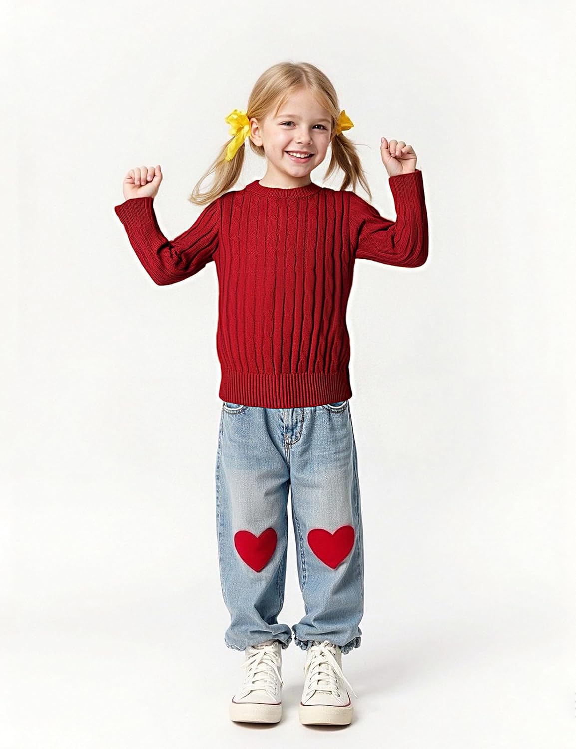 Girls' Sweaters Casual Long Sleeve Cable Knit Pullover Sweater Kids Fall Winter Crew Neck Jumper Top - Image 4