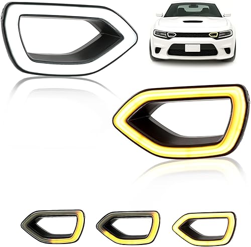 KUAFU Luces LED delanteras para rejilla compatibles con Dodge Charger Daytona SRT Scat Pack SXT y R/T 2015-2022, lámparas de parrilla de parachoques